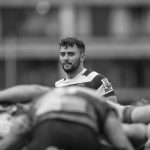 Heriots Lloyd Wheeldon looks on as a scrum gets set. FOSROC Super 6 match between Heriot's Rugby and Boroughmuir Bears at Goldenacre, Edinburgh on 09/10/2021. (Photo: 39 Design Photography)