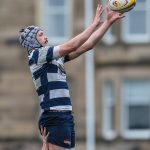Heriots Callum Marshall collects a line out throw.FOSROC Super 6 match between Heriot's Rugby and Boroughmuir Bears at Goldenacre, Edinburgh on 09/10/2021. (Photo: 39 Design Photography)